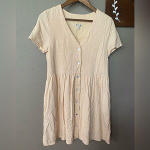 Linen Blend Womens Versona Cream button-up Dress XS